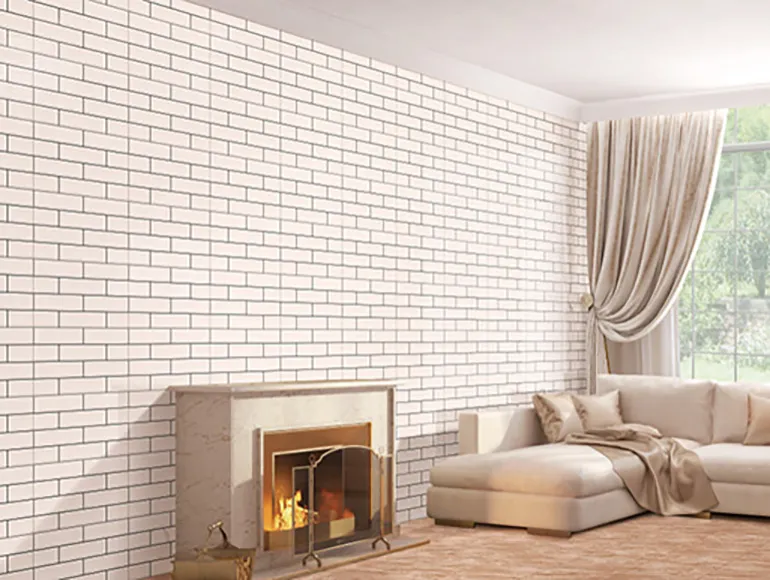 Warm and inviting living room design with sand tiles